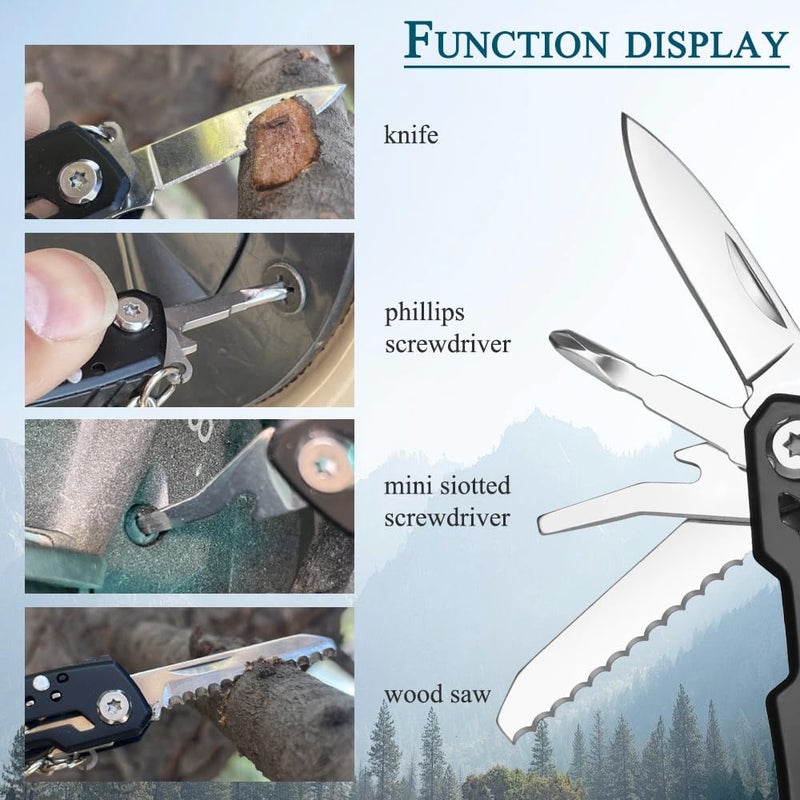 Samest MINI Multitool Pliers, Birthday Christmas Gifts for Men Boyfriend Dad Husband Women, Pocket Knife 14-In-1, Rugged and Practical Portable Computer and Bike Gadgets, Black Camping and Survival Tools - Image 4